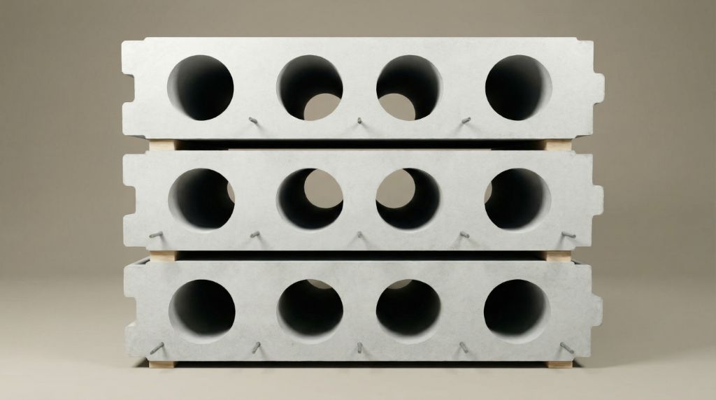 Hollow-core wall panel 4-core cross-section