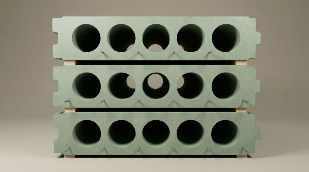 Green colored hollow-core panels
